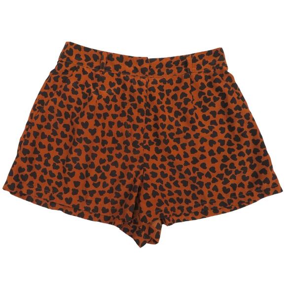 Forever 21 Pants - Forever 21 Womens High Rise Dressy Shorts, Pull On Patterned Hearts Brown NWOT